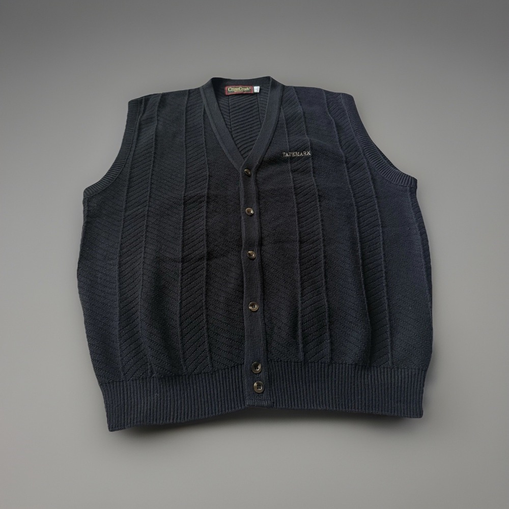 Vintage CROSS CREEK Made USA Men's Sweater Vest Size Large Button Front Cotton